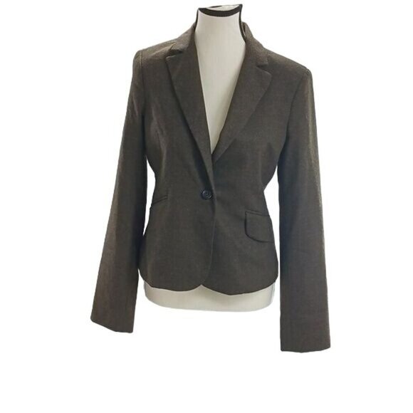 BCBGMaxazria Blazer Brown Wool Blend One Button Business Casual Womens Size S - Picture 1 of 6